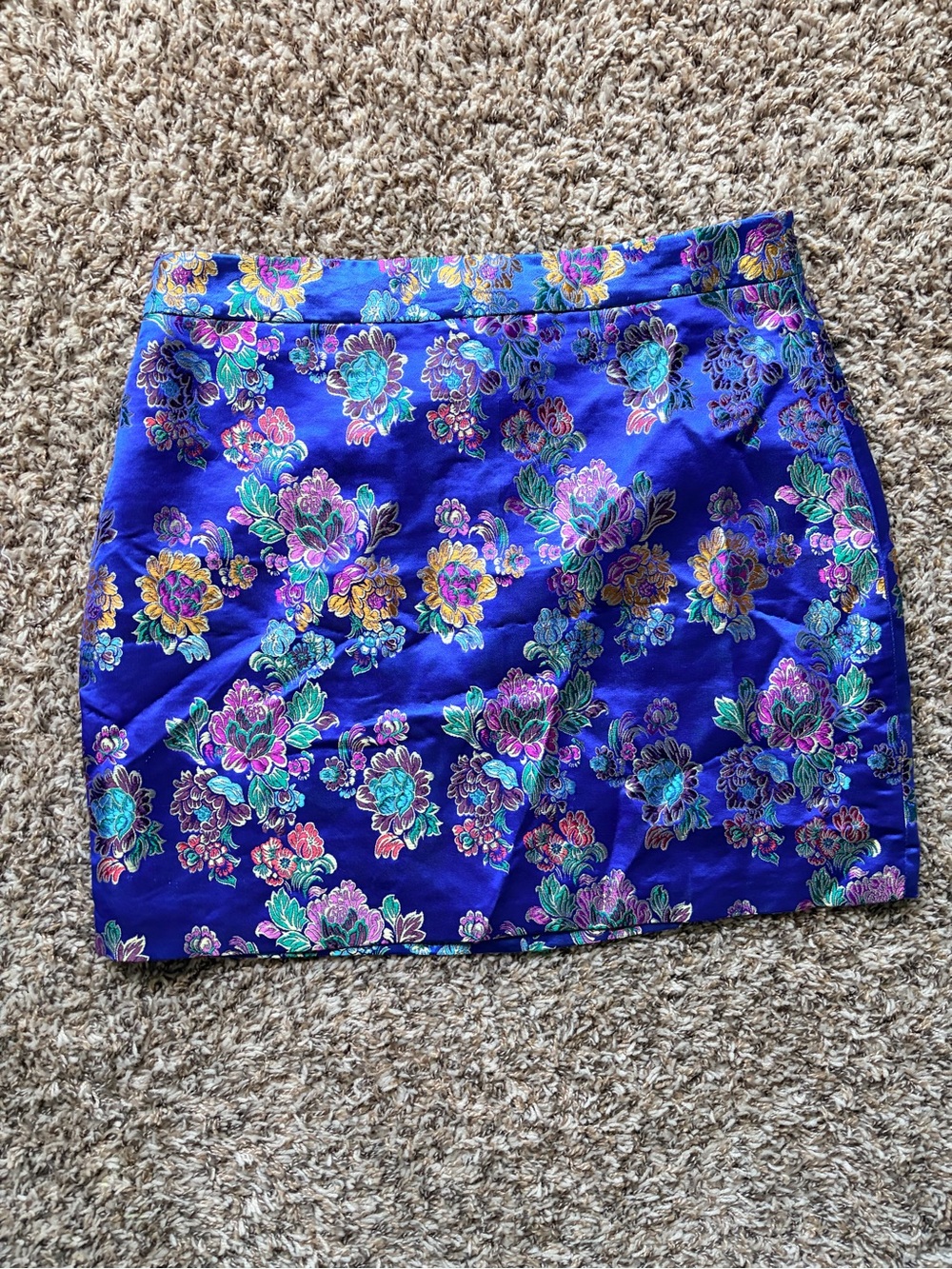 Fashion Nova Royal Blue Floral Midi Skirt